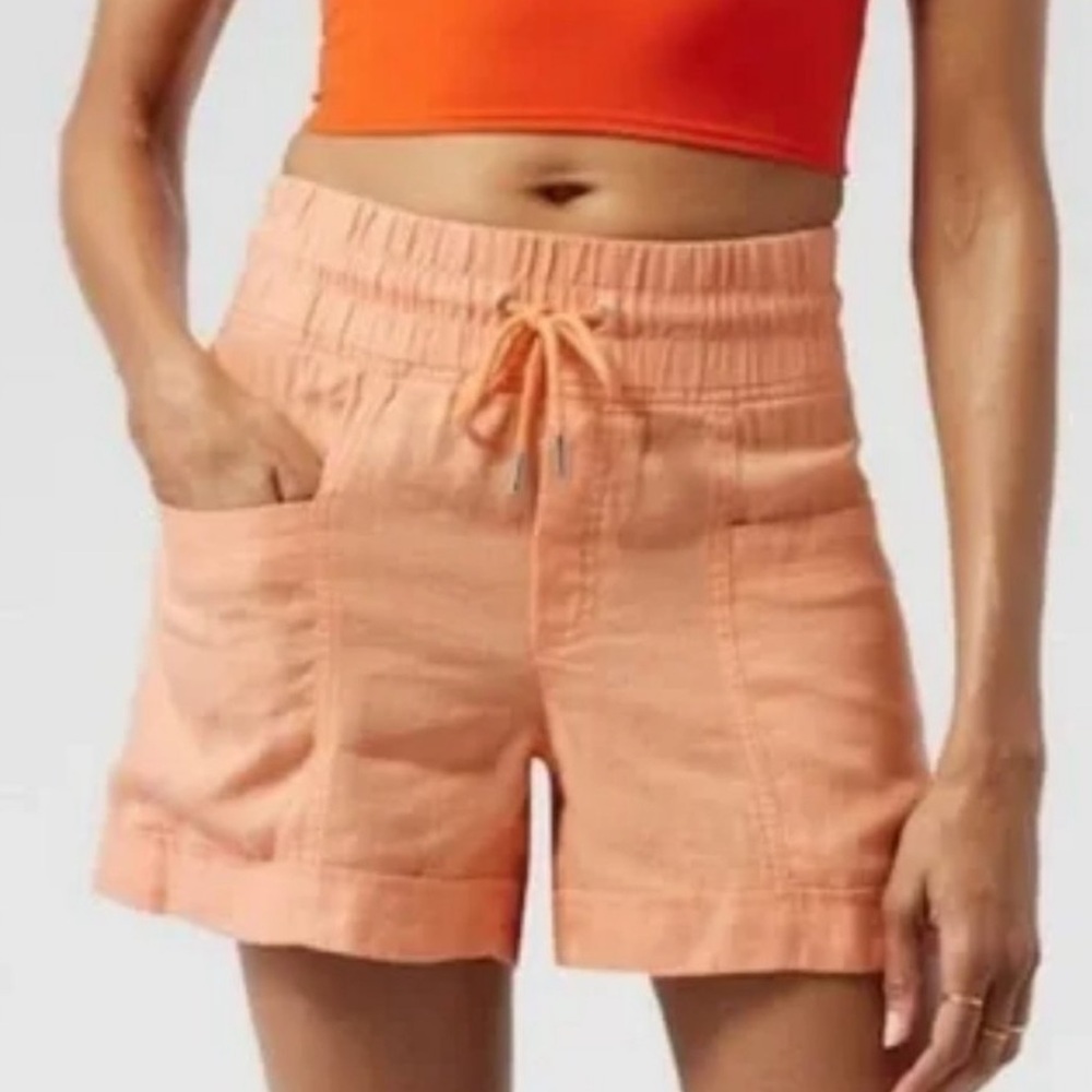 Athleta Cabo Linen 4" Short Size 8 Orange Summer Beach